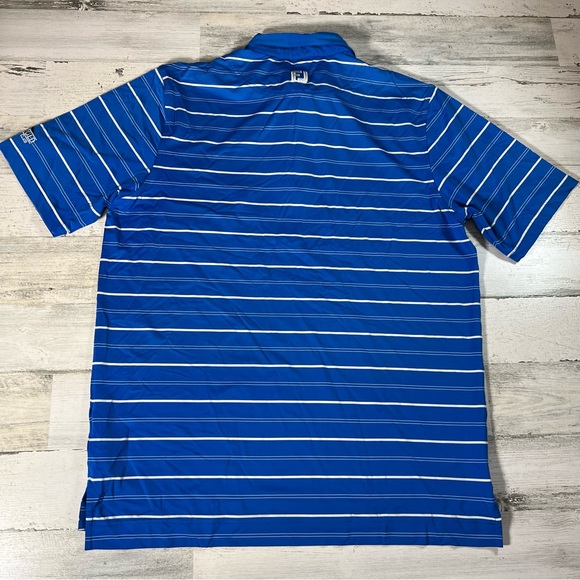 FootJoy FJ Men’s Athletic Fit Performance Golf Polo Shirt Blue Stripe Size Large - Picture 3 of 7